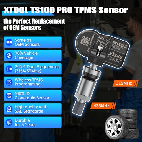 XTOOL TS100 PRO TPMS Sensor 315Mhz/433MHz Tire Pressure Monitoring Sensor