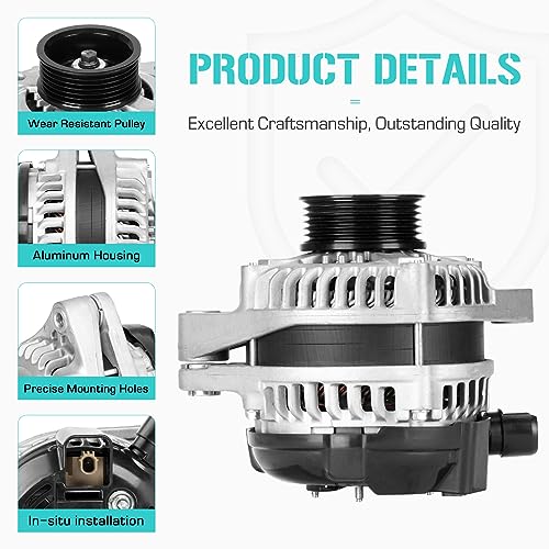New Alternator Compatible with Honda Accord EX-L 3.5L 2013 2014 2015 2016 2017 400-52569R, 104211-8270, 11671, 290-6313, 31100-5G2-A01, 31100-5G2-A01RM, AND0649