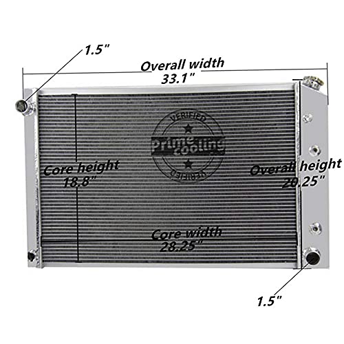 Primecooling 56MM 3 Row Core Aluminum Radiator for GMC Chevrolet C/K Series Pickup Trucks, Multiple V8 Models 1973-1991