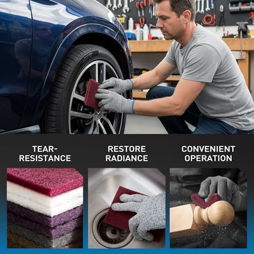 S SATC 6" x 9" 10 Pack General Purpose Scuff Pads,2 Each Maroon,Gray,Gold,Purple and White Scuff Pads for Scuffing,Scouring,Sanding,Paint Primer Prep Adhesion Scratch for Automotive Restoration - color: Maroon,Gray,Gold,Purple,White