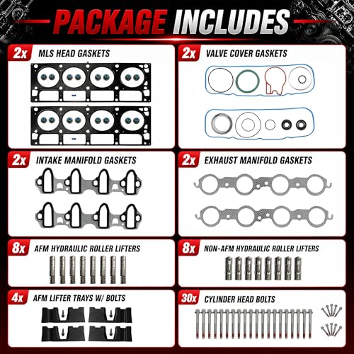 5.3L AFM DOD LS Engine Lifter Kit With Head Gasket Set & Head Bolts 2005-2014 - color: QH-DTB-GM5300-AFM-002