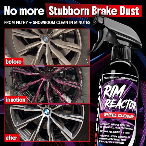 Rim Reactor Wheel Cleaner Spray – Gel Concentrated Formula – Removes Brake Dust, Grime & Dirt – Non-Acid, pH Neutral – Safe for Alloy, Aluminum, Chrome & Black Wheels – Rim Care Solution – Gallon - size: 128 Fl Oz (Pack of 1)
