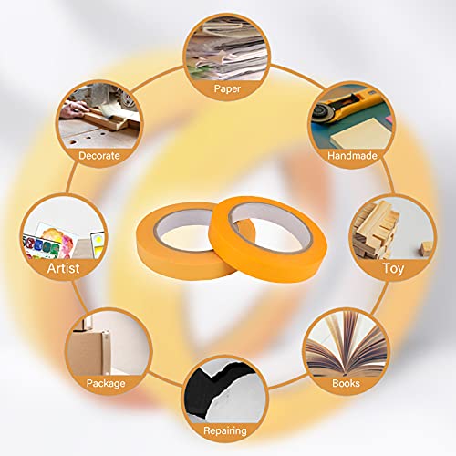 6 Rolls Fine Line Tape 1/16, 1/8, 1/5, 2/5, 1/2, 3/4 Inch x 55 Yard Fineline Masking Tape Painter Adhesive Automotive for DIY Car Auto Paint (Yellow, 1/8 Inches) - color: Yellow, size: 1/8 Inches