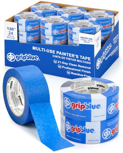 Professional-Grade Blue Painters Tape 2 Inch Wide, 24 Rolls - size: 2 in/1.88 (Case 24)