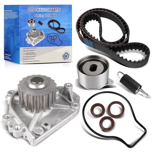 OTO-K Timing Belt Kit with Water Pump Compatible with Honda CR-V CRV 1997-2001 2.0L,Acura Integra 1996-2001 1.8L,DOHC L4,Replace#TKH-014 TCKWP184 TCK184 - size: TKH014