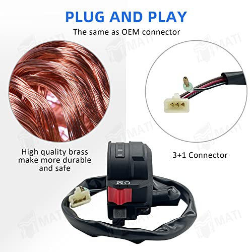 M MATI Left Handlebar Control Start Engine Run Off Switch for Yamaha ATV Badger 80 YFM80 Grizzly 80 YFM80 Raptor 50 YFM50 Raptor 80 YFM80 4EM-83975-00-00