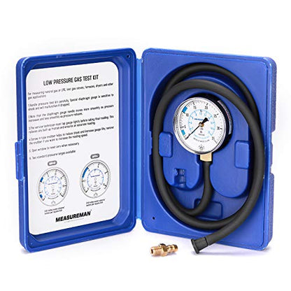 MEASUREMAN Natural Gas or LP Gas Manifold Pressure Test Kit, 0-35 "W.C., 1/4" NPT, 40" Length Hose