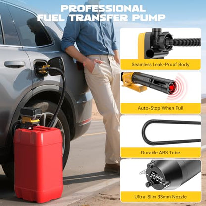 Cordless Fuel Transfer Pump Compatible with DeWalt 20V & Milwaukee 18V - color: Yellow