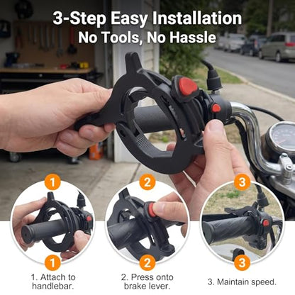 Motorcycle Cruise Control Assist, Throttle Lock Clamp with Quick Release Button, Anti-slip Handlebar Booster for Outdoor Long Rides, Modification Accessory for Motorcycles E-bikes (Black)