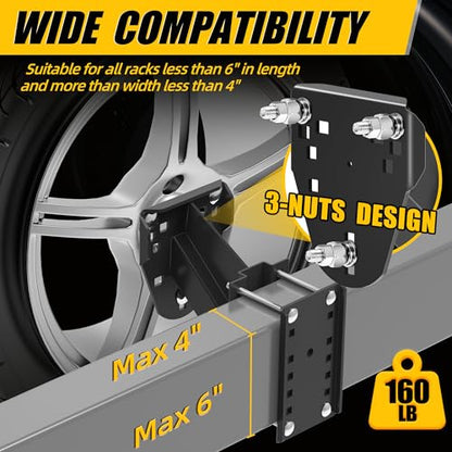 JEACENT Trailer Spare Tire Mount for Utility Trailer Accessories,3-Nut Design Spare Tire Carrier,Fits Most 5,6 & 8 Lugs Wheels, Hold 4.5″, 4.75″,5",5.32",5.5″,6.5"and 6.7" Bolt Patterns,Up to 160 Lbs - size: 3 Nut 4.5-6.7 Inch