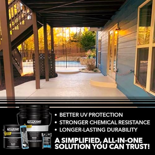 Tuff Coat Medium Texture Rubberized Non-Skid Deck Coating – Textured Non-Slip Safety Surface for Pool Decks, Docks, Boat Ramps, Patios, Walkways & High-Traffic Areas (UT-221 Yellow 1-gallon) - color: Safety Yellow, size: 128 Fl Oz (Pack of 1)