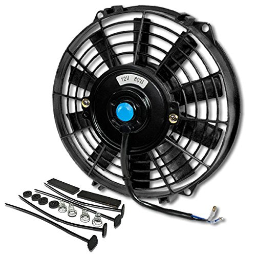 DNA Motoring 9 Inch High Performace Electric Cooling Slim Radiator Fan with Mount Kit, Black, RAF-9+FMK - color: Black, size: 9 Inch