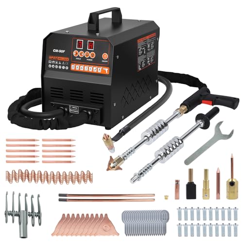 Stud Welder Dent Puller, 3.5KW Spot Welder Dent Puller Machine 110V 4200A, 7 Weld Modes & Auto/Manual Welding Auto Body Repair Kit with Overheat Protection, 17 Accessory Types for Car/Truck/Motorcycle - color: Black-Orange