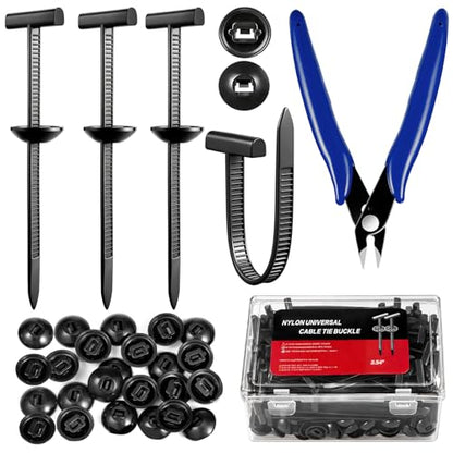 90 pcs Nylon Universal Cable Tie Buckle, Automotive Clips with Cutter