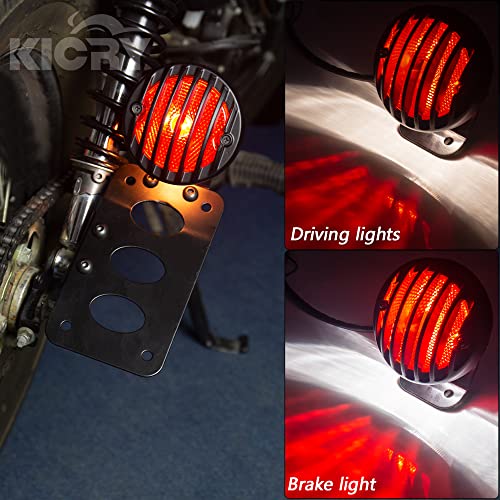 Motorcycle Tail Lights Chopper Side Mount Taillight Incandescent Brake License Plate Light Compatible for Harley Bobber Cafe Racer Cruiser Honda Shadow Yamaha Suzuki Kawasaki(Halogen) - color: Halogen