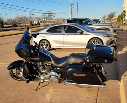 TCT-MOTORPARTS Chopped Tour Luggage Trunk Backrest Pad Chrome Mount Bracket Fit for 2014-2025 Harley Touring CVO Road Glide Street Glide Special Road King Electra Glide - color: Vivid Black Chopped Trunk+Chrome Rack#1