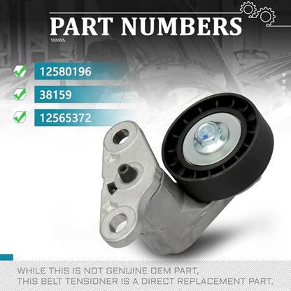 IRONTEK 12580196 Belt Tensioner Kit fit for Buick 2004-2007 Rainier, for Cadillac 2002-2006 Escalade, for Chevrolet 2002-2006 Avalanche 1500, for GMC 2003-2008 Savana 1500#38159 - size: 12580196