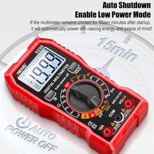 Digital Multimeter Voltage Tester, TRMS 2000 Counts Volt Meter; Fast and Accurately Measures AC/DC Voltage & Current, Resistance, Diode, Continuity and NCV - Red