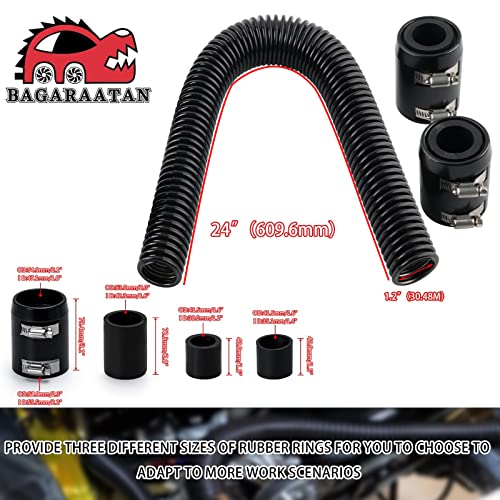 24" Flexible Radiator Hose Stainless Steel Coolant Radiator Hose - size: 24″-Black