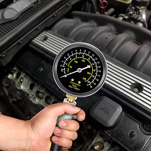 BETOOLL 13pcs Compression Tester with Spark Plug Tester - 300PSI Engine Cylinder Compression Gauge Automotive Tool - size: Normal