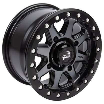 (4 Pack) 4/137 Tusk Uinta Beadlock Wheel 15x7 4.0 + 3.0 Gunmetal/Black For Can-Am Maverick X3 DS Turbo RR 64 Inch 2022-2024