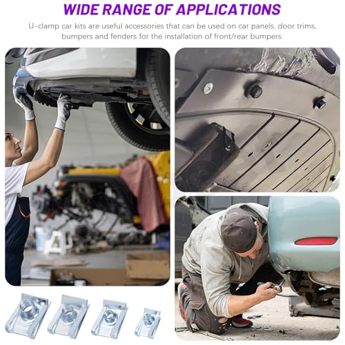 Swpeet 60Pcs M4 M5 M6 M8 Zinc Plated Auto Car U-Clip Assortment Kit, Zinc Plated U-Shaped Nut U Nut, Metal Trim Panel Spring Clip Fasteners for Dash Door Panel Interior Compatible with Most Auto - size: N1