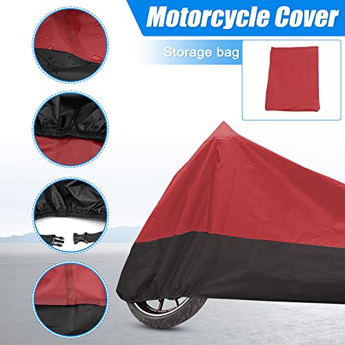 uxcell Motorcycle Cover Full Cover Outdoor Rain Dust Protector 190T L Red - color: Red Black, size: Large