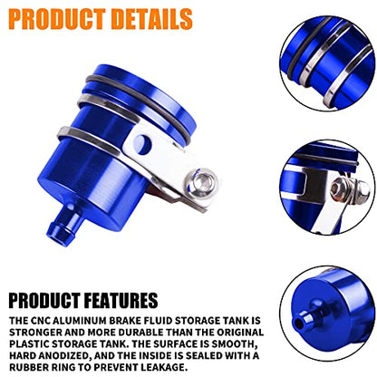 Universal Motorcycle Aluminum Brake Fluid Reservoir Oil Cup Fit For Yamaha Kawasaki Honda Suzuki BMW and more （Blue) - color: blue