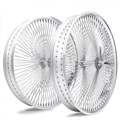 TRACER Lowrider Classic 29"*4.0 Beach Cruiser Bicycle Coaster Brake Wheelset, Polish Front Rim Width 75 mm and Rear Rims Width 95 mm Set Set - style: 29" 4.0 Coaster Brake