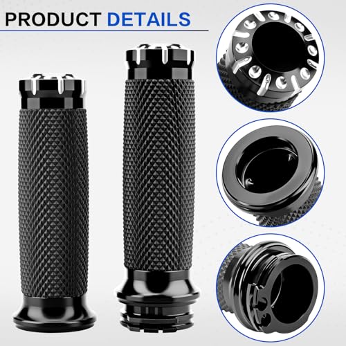 1 Inch/25mm Motorcycle Handlebar Grips Cable Throttle Hand Grips for Harley Touring Softail Dyna Sportster Street Glide Cruisers Choppers - color: black