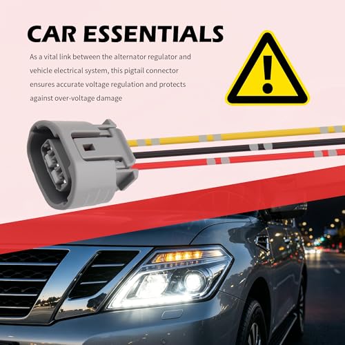 2PCS Alternator Connector Plug Replacement,3-Pin Alternator Pigtail Connector Compatible with Nissan Subaru Infiniti,Alternators Plug Pigtail Wiring Harness Car Accessories