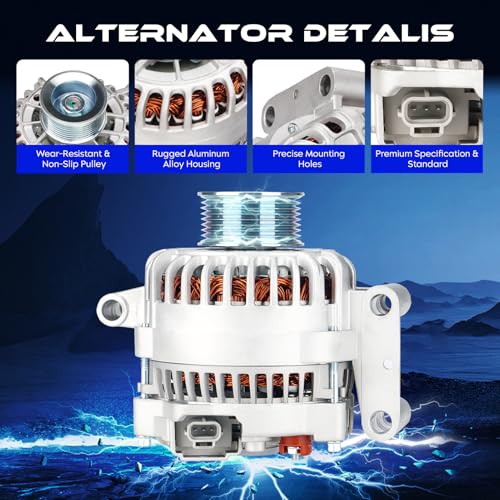 8316 New Alternator V8 7.3L for Ford F250 F350 Super Duty Diesel 2002-2003, for Excursion 2002-2003, 110Amp 12V, Replace for 334-2539