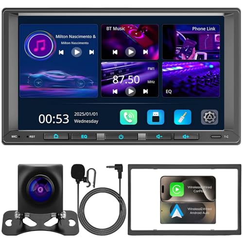 Linux System 7" Double Din Car Stereo Wireless Apple Carplay Radio Screen for Car Audio Receivers, Bluetooth 5.3 Car Play Android Auto Touchscreen, Backup Camera, SWC, FM/AM - size: 7inch Linux 2Din Universal HU