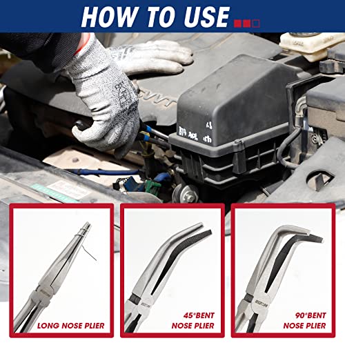Rizom 5-Piece Long Needle Nose Pliers Set, 11'' Long Reach Bent Nose Pliers - size: 5PCS