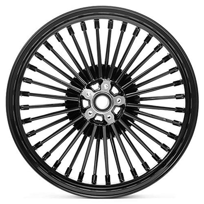 TOFR 18x3.5 Fat Spoke Front Wheel Black For Harley Touring Baggers 84-08 - color: Gloss Black, size: Front:18inch x 3.5inch