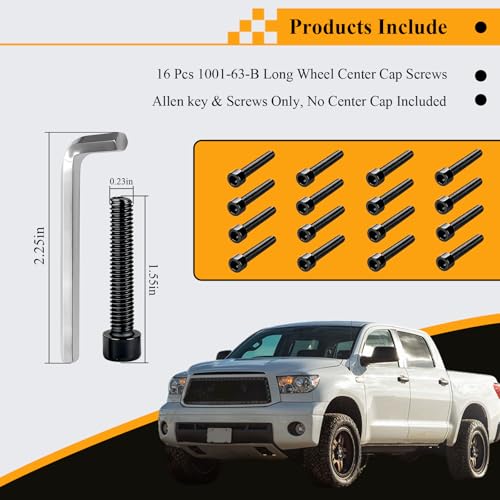 1001-63-B/1001-63GB Center Cap Screws w/Adapter, for Fuel Offroad Wheels - color: Black, Long