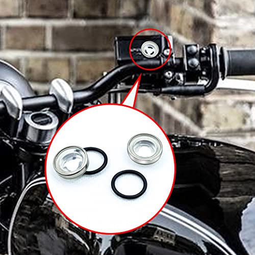 6Pcs Motorcycle Brake Sight Glass 18mm Universal Motorbike Master Brake Cylinder Rear Brake Pump Oil Mirror Sight Lens Gasket Front Rear Replacement