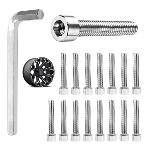 1001-63-B/1001-63GB Center Cap Screws w/Adapter, for Fuel Offroad Wheels - color: Sliver, Long