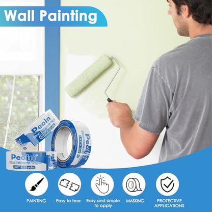 32Roll Blue Painters Tape 1.5 Inch Wide Bulk Masking Paint Tape 1.41inx55yd - size: 1.41 Inch X 32 Rolls