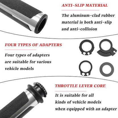 7/8" 22mm Motorcycle Brake Lever Handlebar Master Cylinder Clutch Levers Left & Right Set + Hand Grips + Handlebar Ends Set for Honda Kawasaki Suzuki Yamaha (Silver) - color: Silver