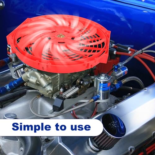 SSN 12" Red Electric Radiator Cooling Fan Assembly Kit - color: Red, size: 12" No Thermostat