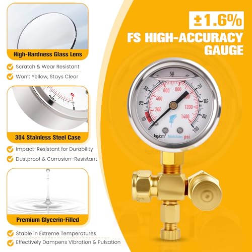 Hydraulic Pressure Test Kit for Hydraulic Breaker Nitrogen Charging - size: 1400 PSI