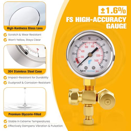 Hydraulic Pressure Test Kit for Hydraulic Breaker Nitrogen Charging - size: 1400 PSI