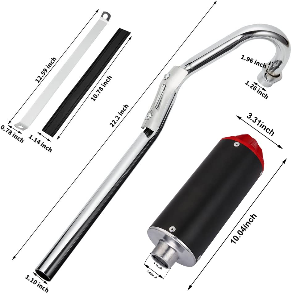 28mm High Performance Exhaust Muffler Silencer Pipe Assembly kit Dirt Bike Motocross CRF50 SSR - color: Red+Black