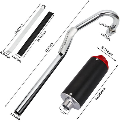 28mm High Performance Exhaust Muffler Silencer Pipe Assembly kit Dirt Bike Motocross CRF50 SSR - color: Red+Black