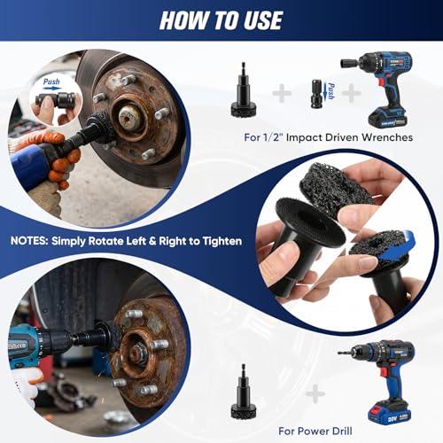 Wheel Hub Cleaning Tool Kit, 17 PCS Stud Rust Remover for Drill - color: Hub Restore Kit