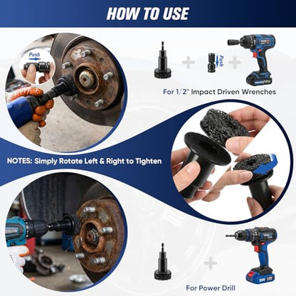 Wheel Hub Cleaning Tool Kit, 17 PCS Stud Rust Remover for Drill - color: Hub Restore Kit