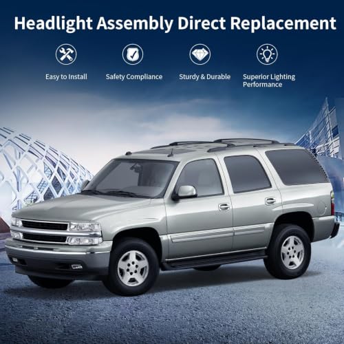 AUTOSAVER88 Headlight Assembly Compatible with 1999-2002 Chevy Silverado - color: OE - Chrome/Clear/Clear