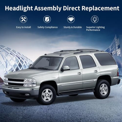 AUTOSAVER88 Headlight Assembly Compatible with 1999-2002 Chevy Silverado - color: OE - Chrome/Clear/Clear