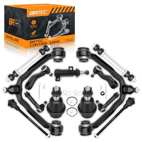 4WD Front Upper Control Arm kit Compatible with Chevy Silverado 1500 2001-2006, Suburban Tahoe 2000-2006, Avalanche 2002-2006; GMC Sierra Yukon Front End Suspension kit - groove Pitman Idler Arm - color: BCCAK1021FBA